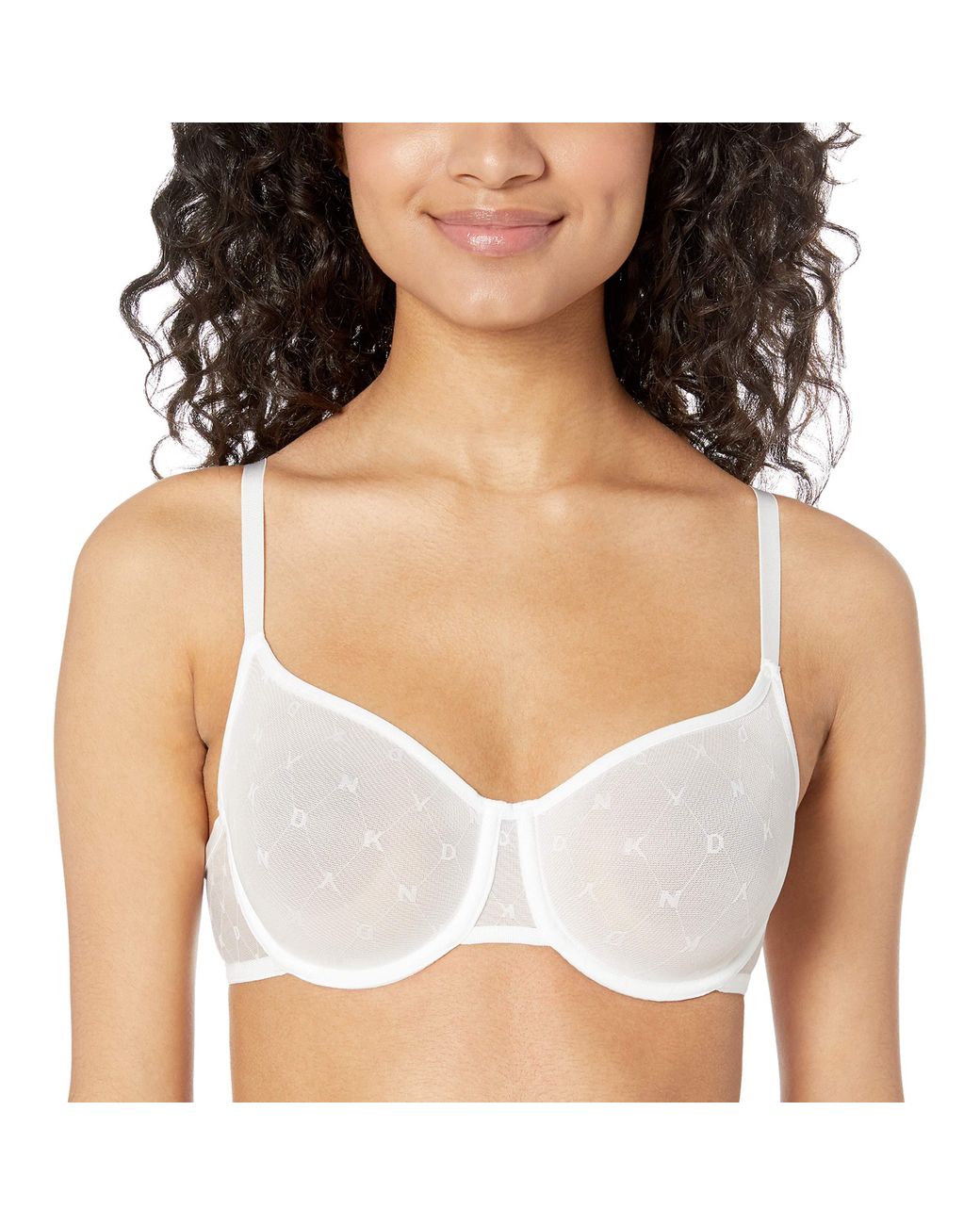 DKNY Monogram Mesh Unlined Demi Bra in White Lyst