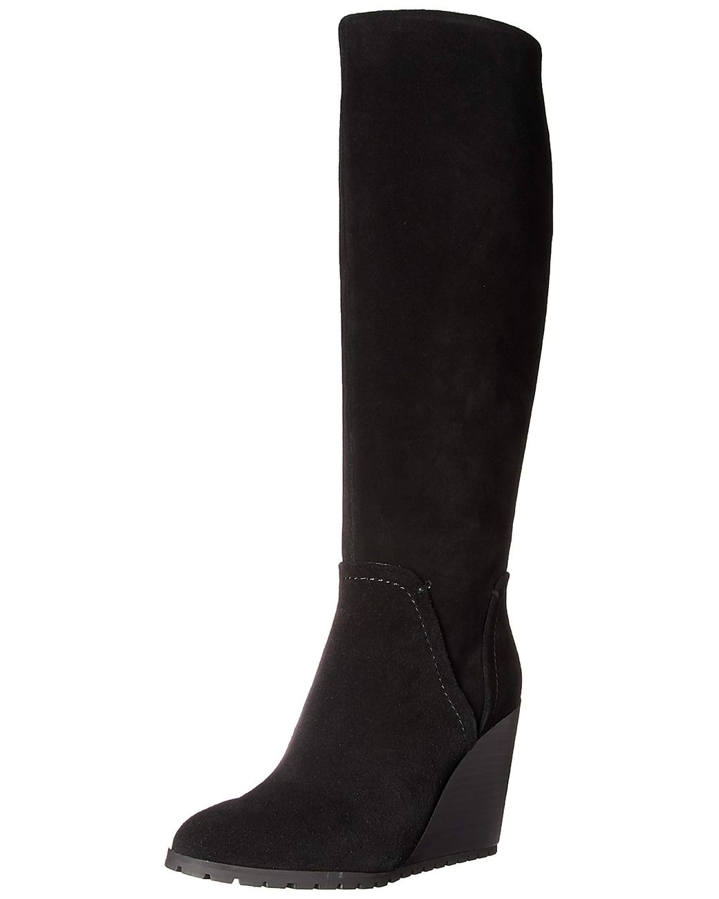 Splendid Suede Women's Patience Wedge Heel Tall Boots in Black Suede