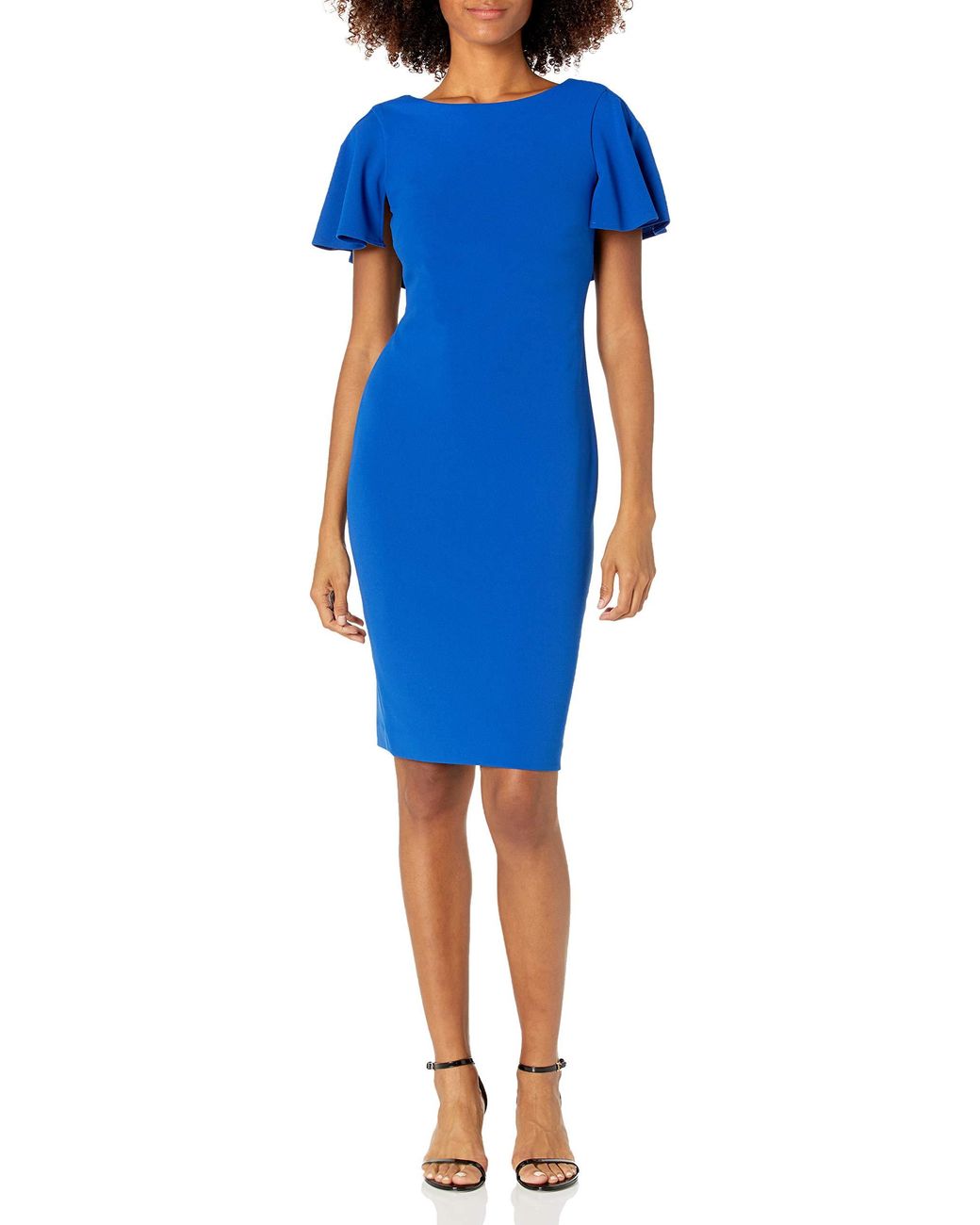 Calvin Klein Flutter Sleeves Sheath Dress in Regatta 1 (Blue) - Save 25 ...
