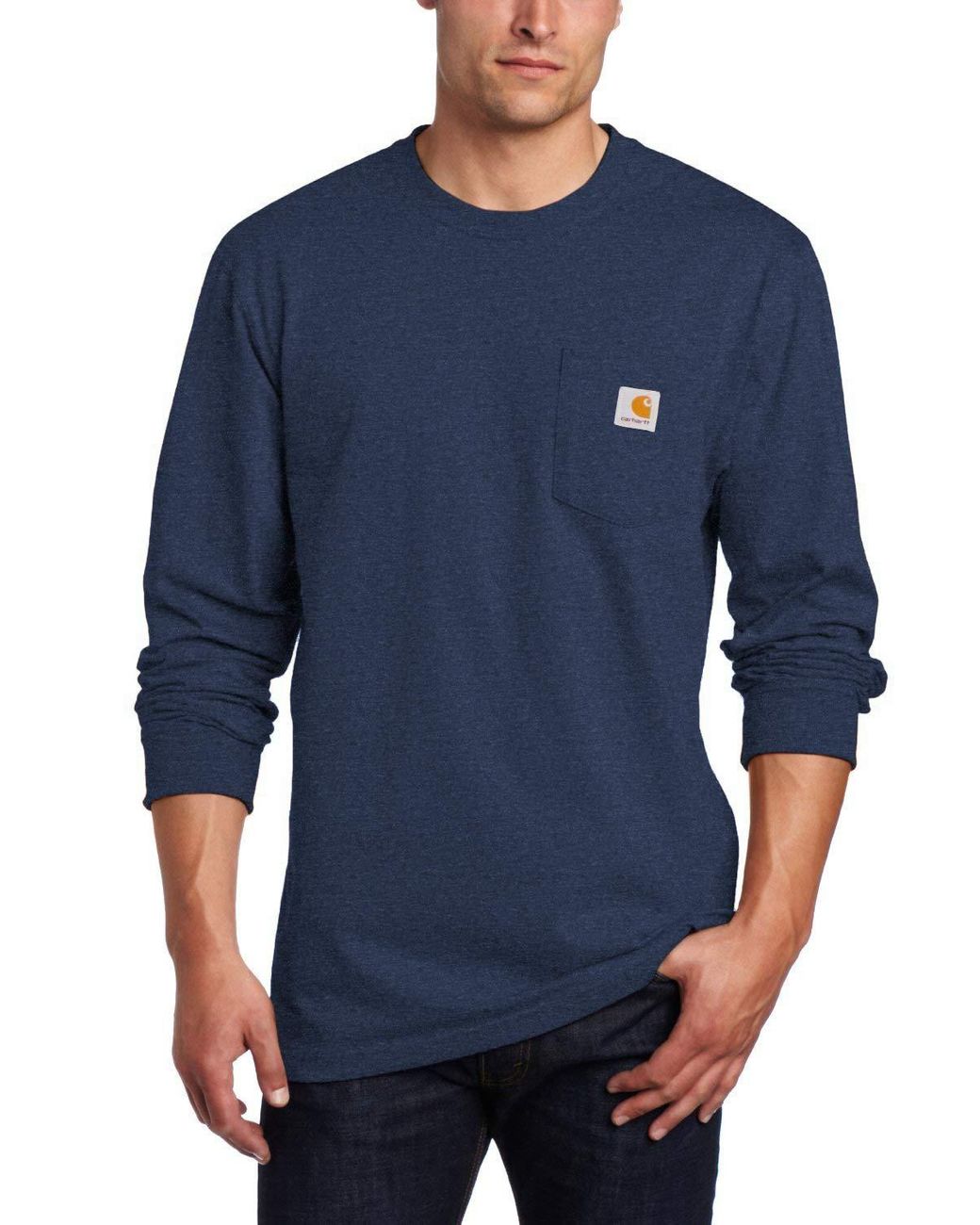 Carhartt Cotton K126 Workwear Jersey Pocket Long-sleeve Shirt in Dark ...
