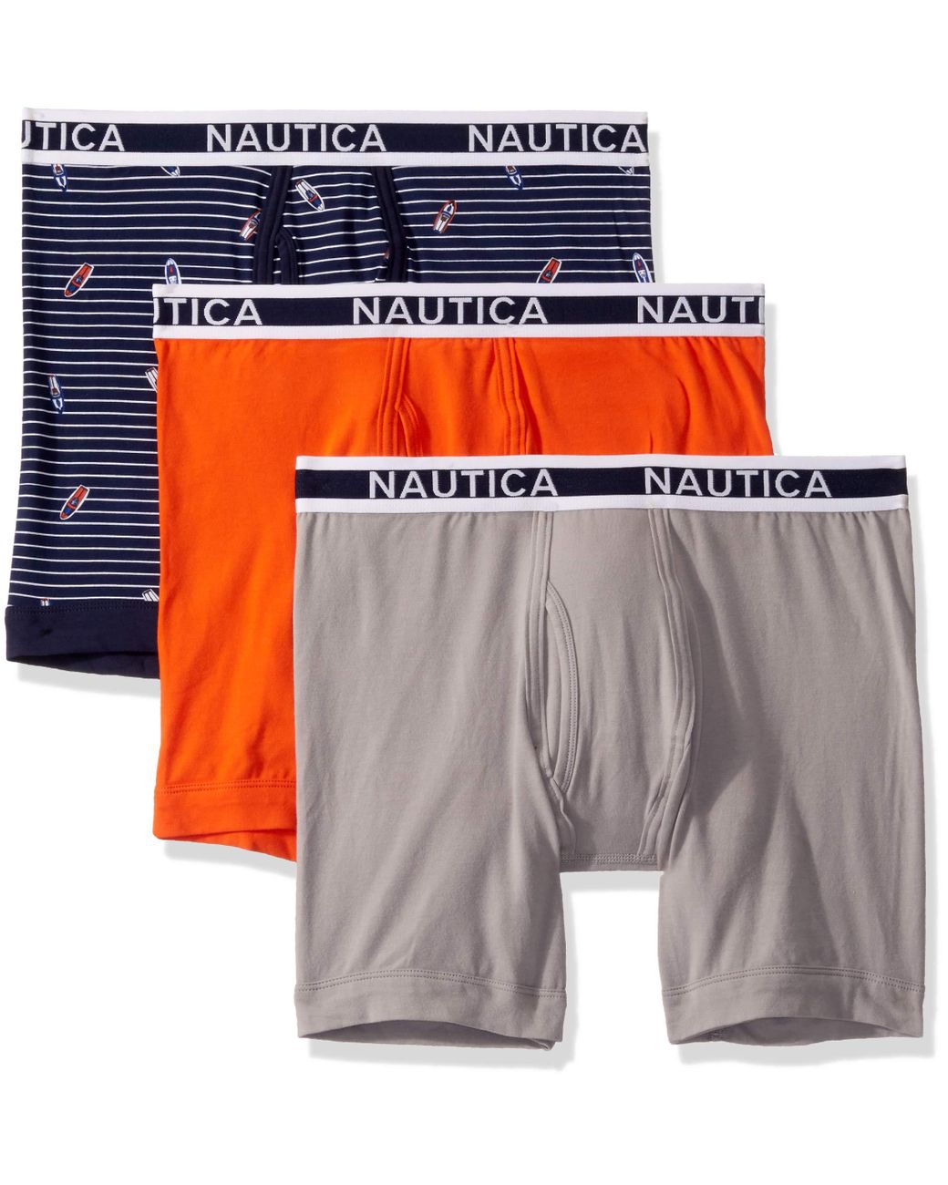 Nautica Cotton Stretch Classic Boxer Brief Multipack in Orange for Men