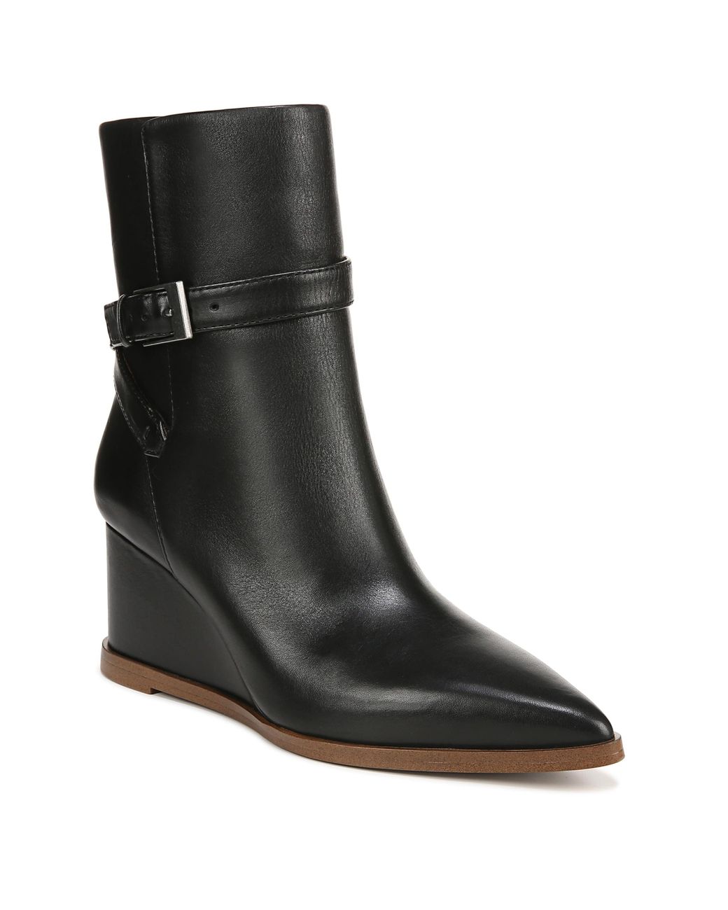 Franco Sarto Emina Pointed Toe Wedge Bootie Ankle Boot in Black | Lyst