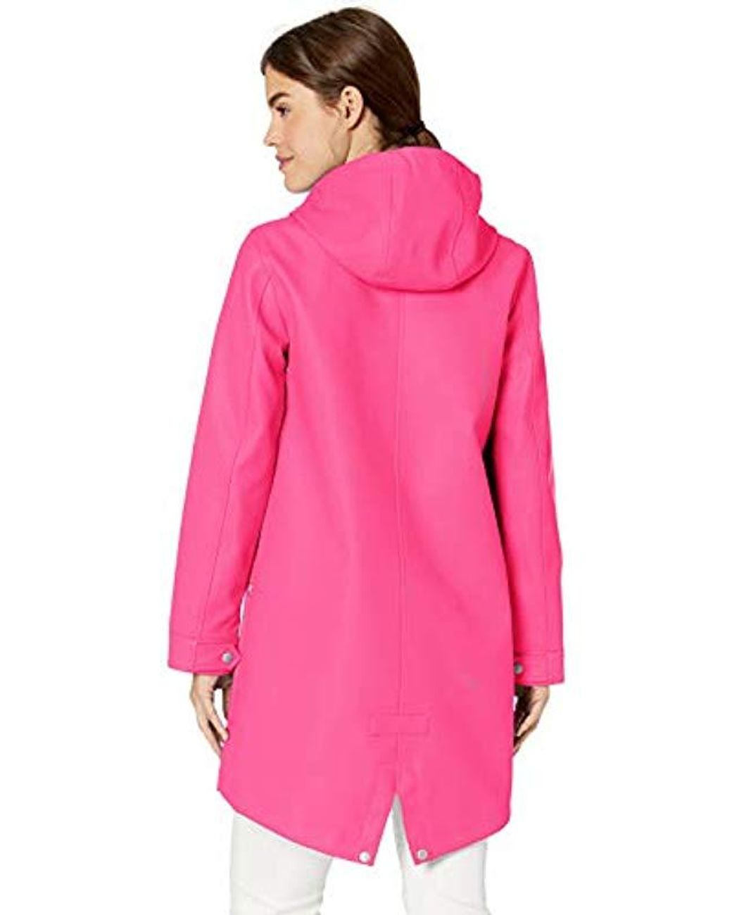 Women S Pink Hooded Rubberized Faux Leather Anorak Jacket