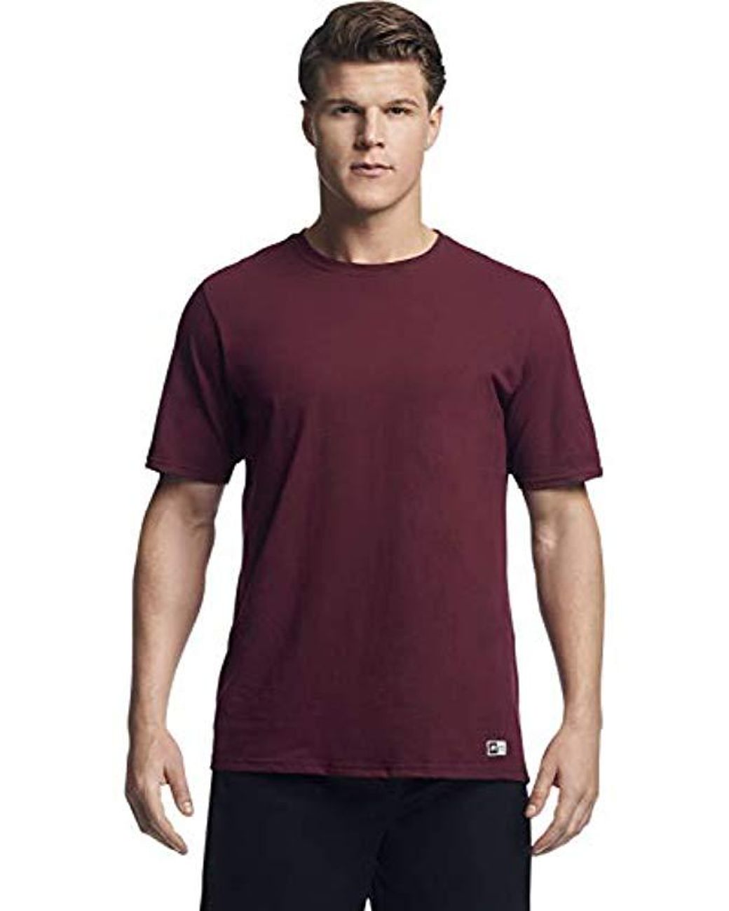 Russell Athletic Cotton Performance Short Sleeve T-shirt in Maroon (Red ...