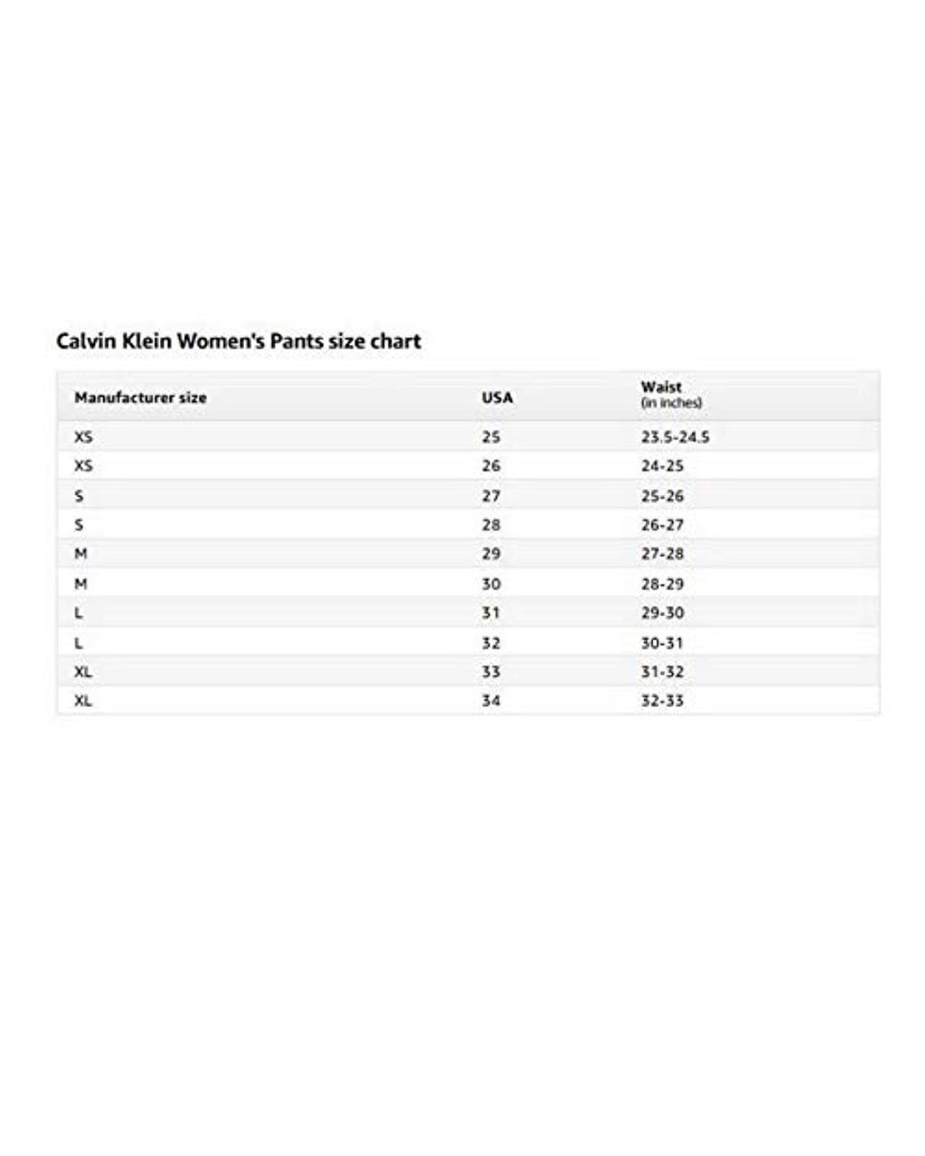 Rafaella Pants Size Chart