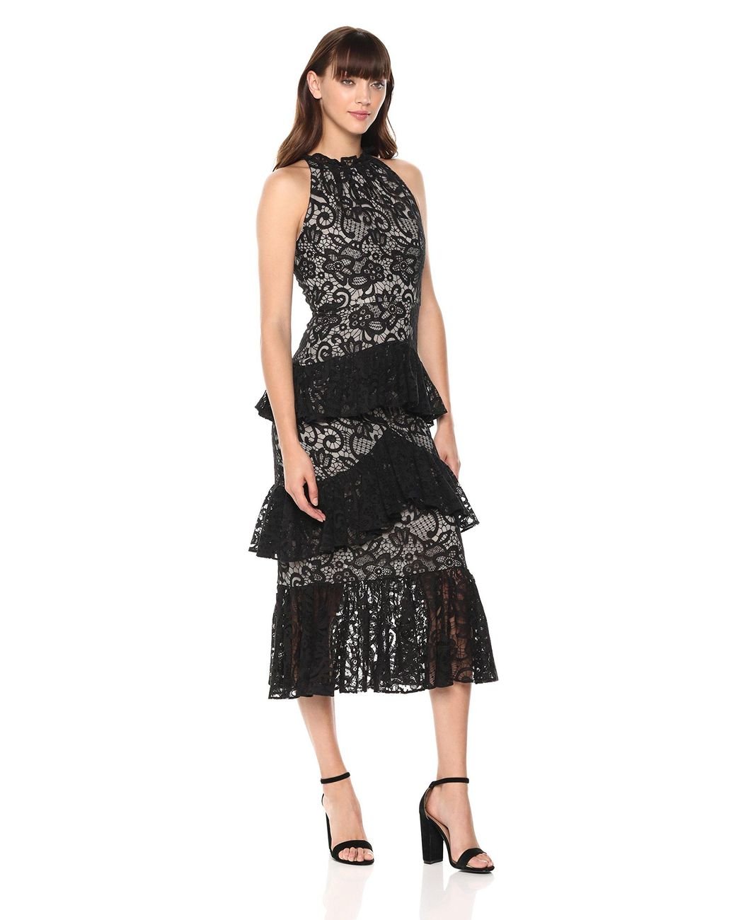 ML Monique Lhuillier Strapless Embroidered Lace Dress in 