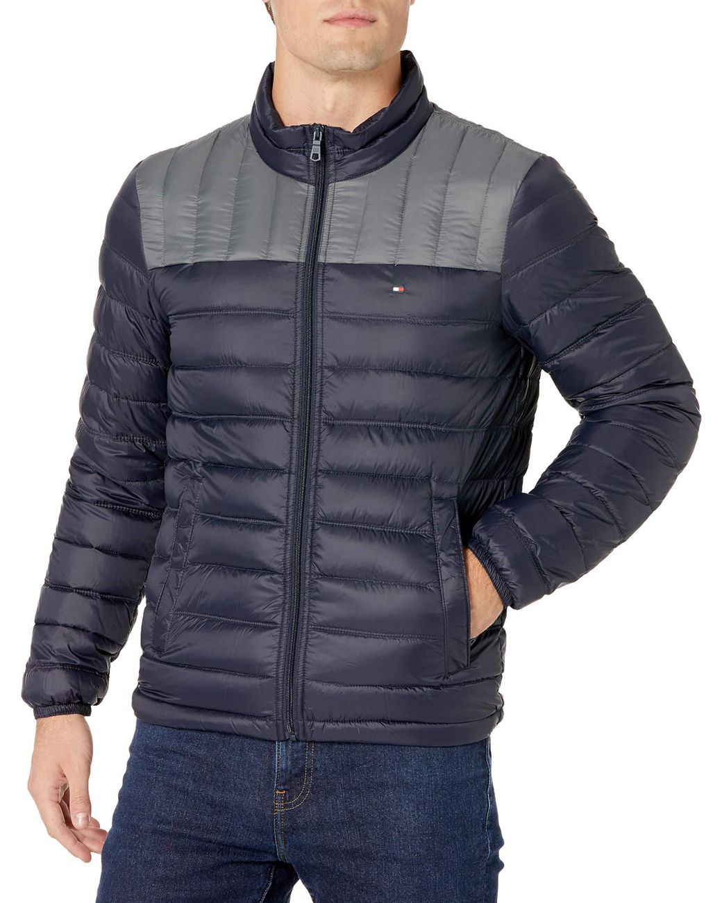 Tommy Hilfiger Packable Down Puffer Jacket in Midnight Charcoal (Blue ...