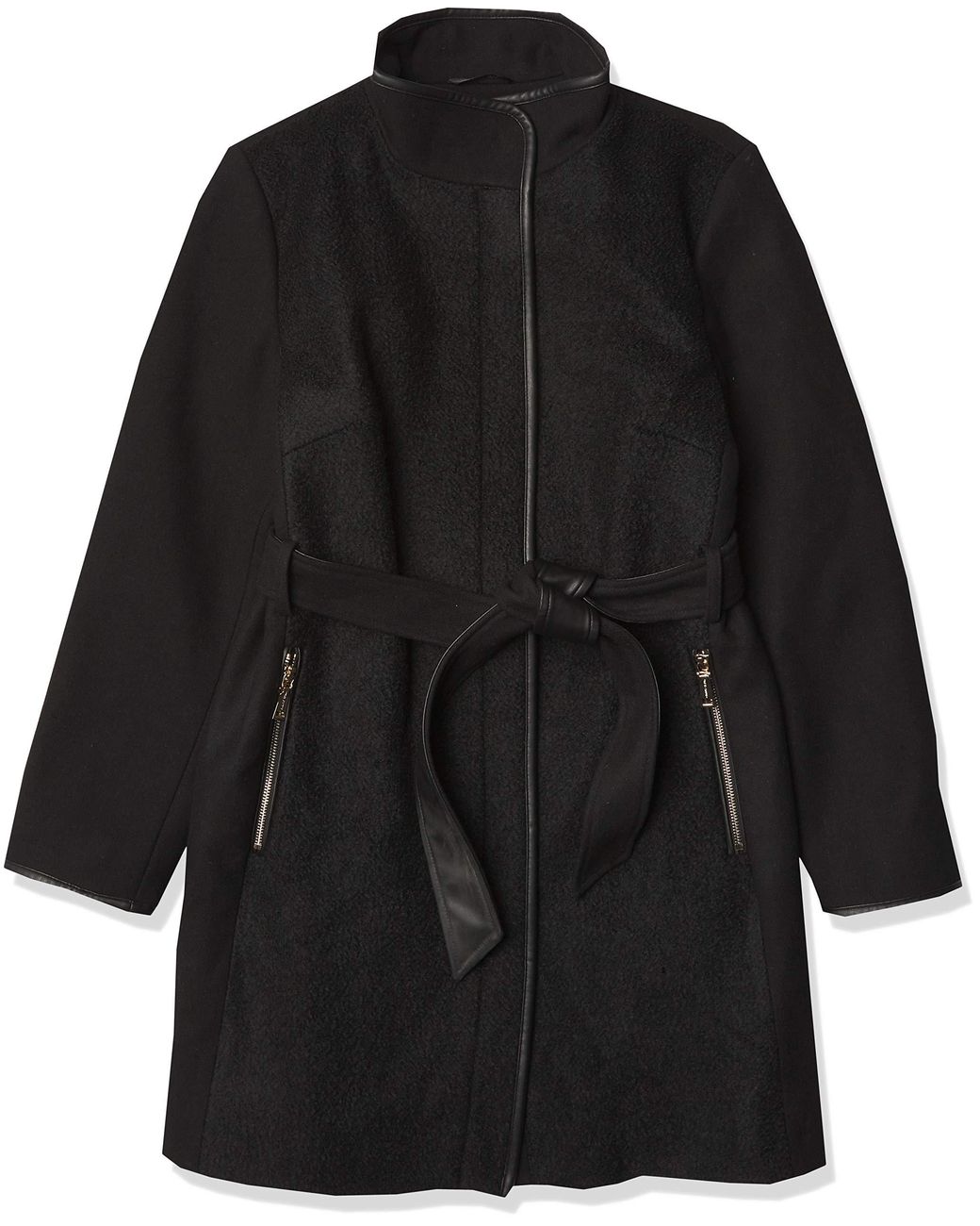Vince Camuto Mixed Fabric Wool Coat in Black Lyst