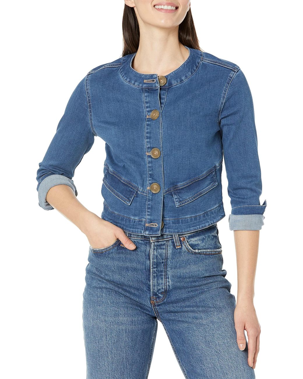 NIC+ZOE Nic+zoe Top It Off Denim Jacket in Blue Lyst