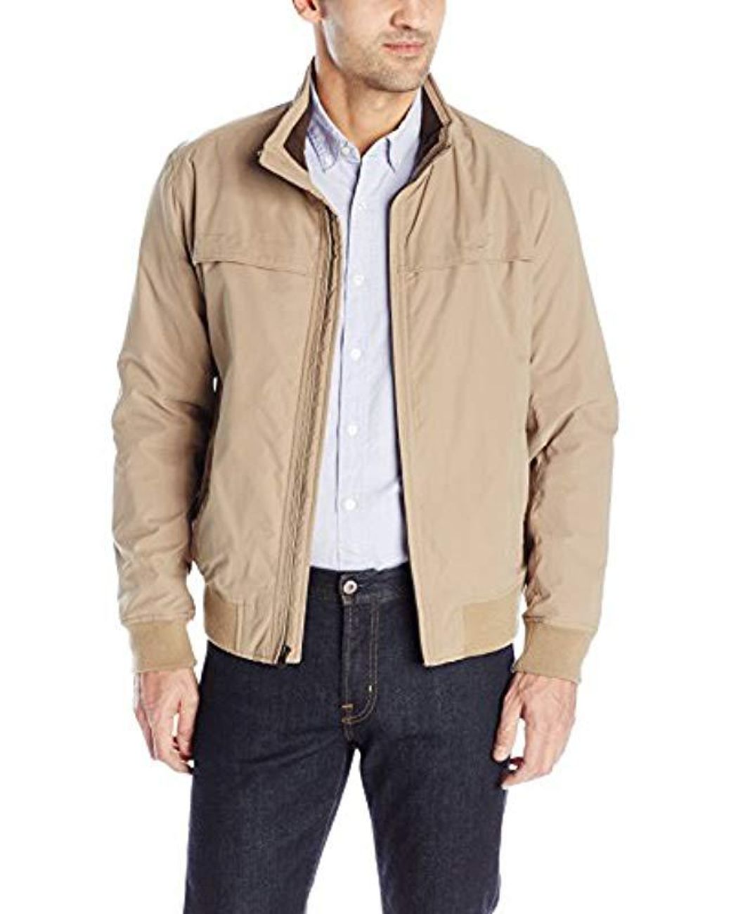 Dockers Synthetic Microtwill Golf Bomber Jacket in Khaki (Natural) for
