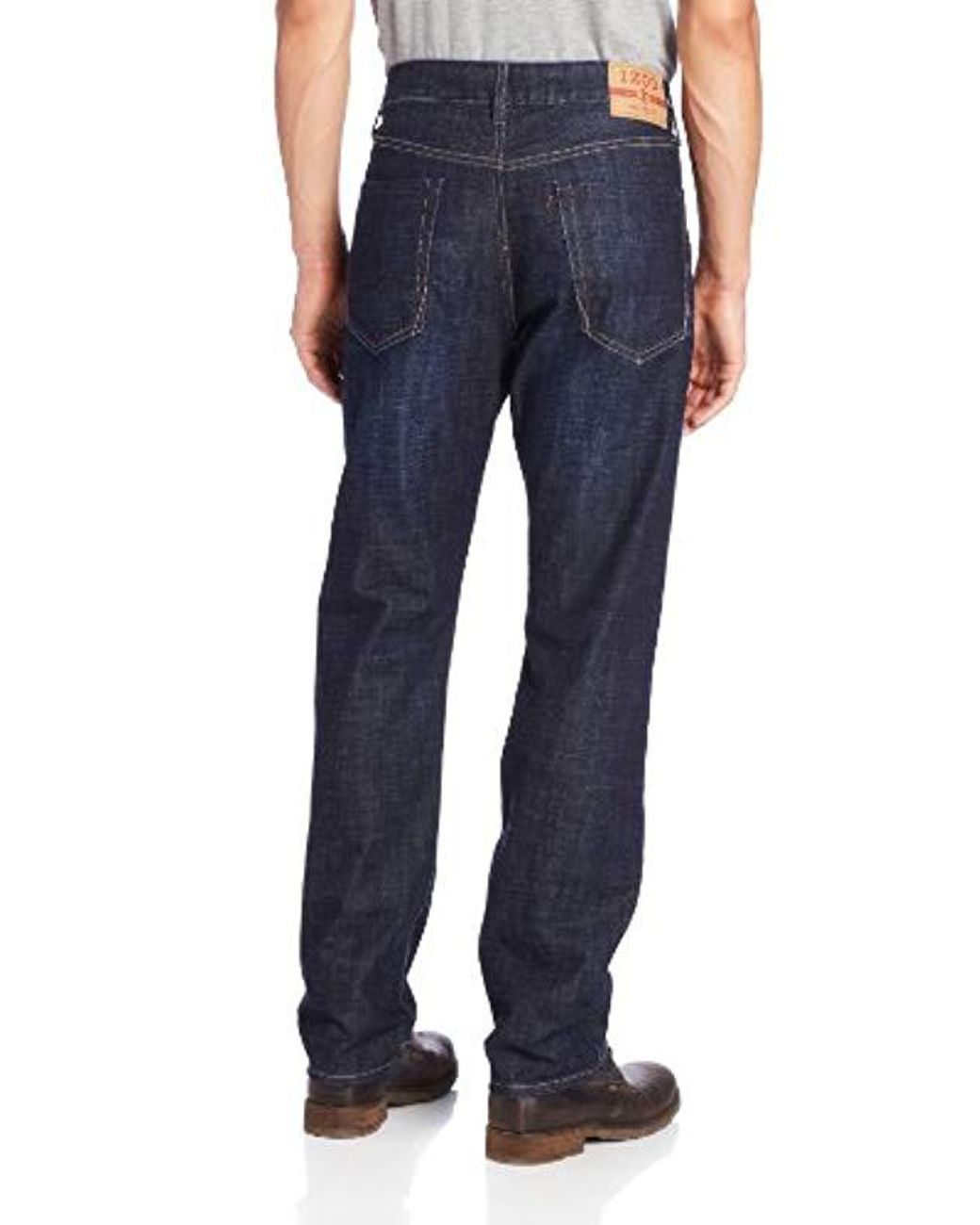 Ankor East Mens Dark Blue Straight FIT Embroidery Pocket Sandblast Jean