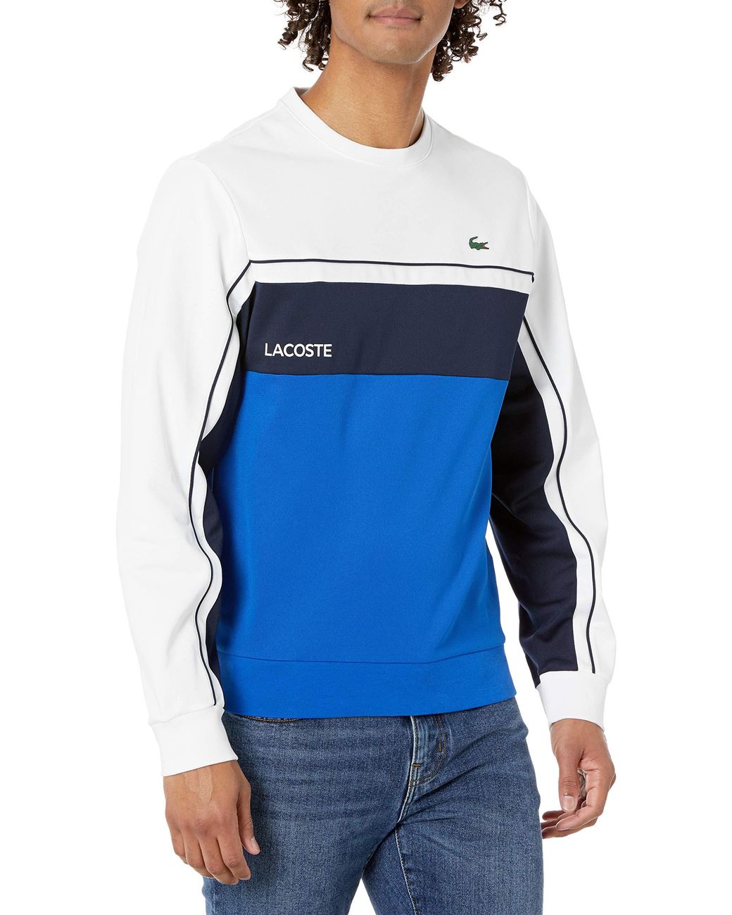 Lacoste Sport Colorblock Crewneck Sweatshirt in Blue for Men - Lyst