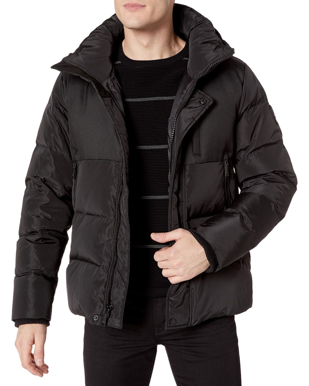 Vince Camuto Hooded Down Puffer Jacket in Black for Men - Lyst