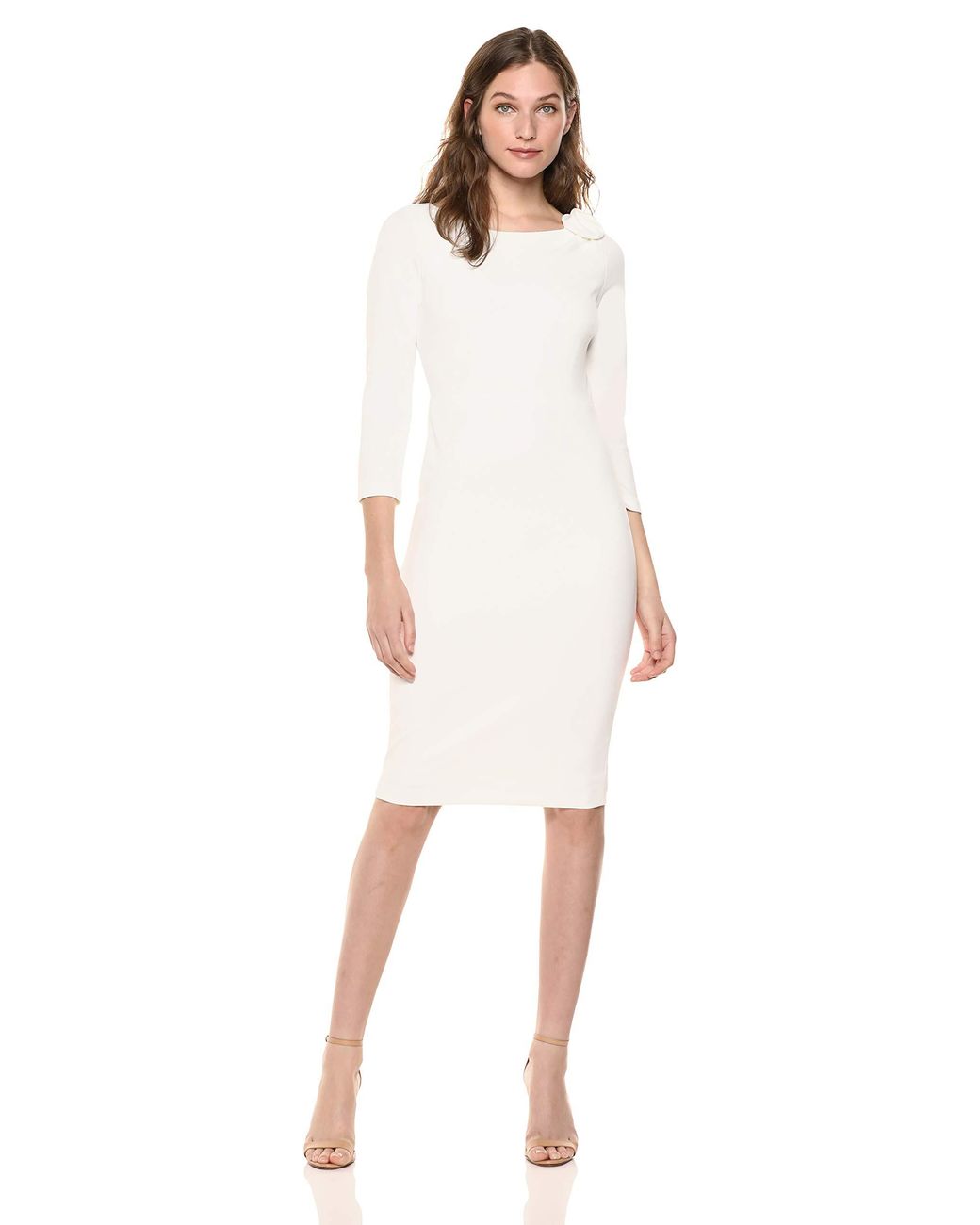 cream sheath dress with sleeves