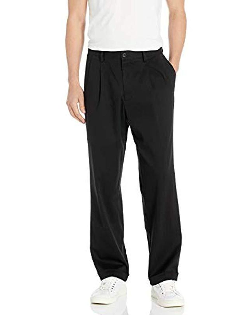 Dockers Relaxed Fit Easy Comfort Pants D4pleated in Black for Men