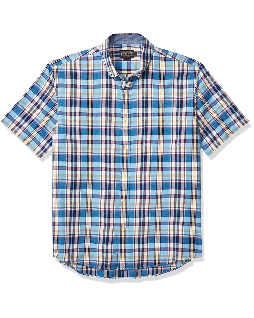 Pendleton Wool Short Sleeve Woven Button Front Madras Shirt in Blue for ...