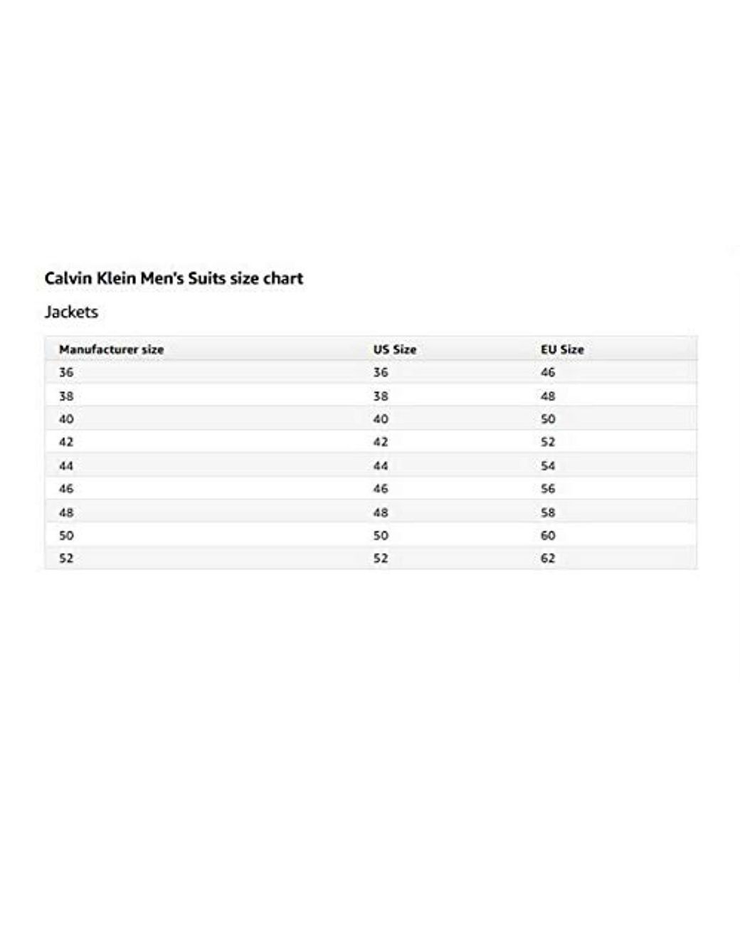 Calvin Klein Men S Coat Size Chart