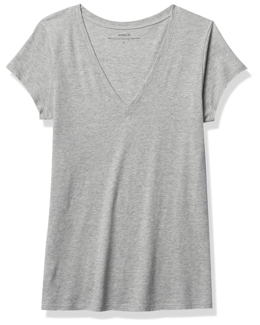 Vince Cotton Essential V-neck in h Grey (Gray) - Lyst
