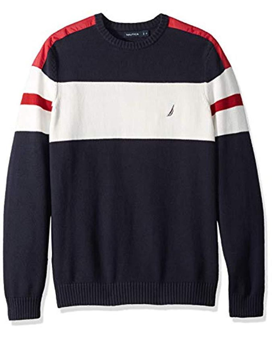 Nautica Long Sleeve Colorblocked Crew Neck Sweater in Navy (Blue) for Men Save 30 Lyst