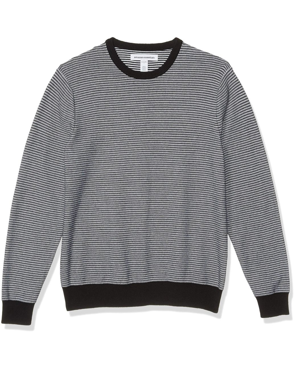 Amazon Essentials Crewneck Sweater in Black/White Stripe (Gray) for Men ...