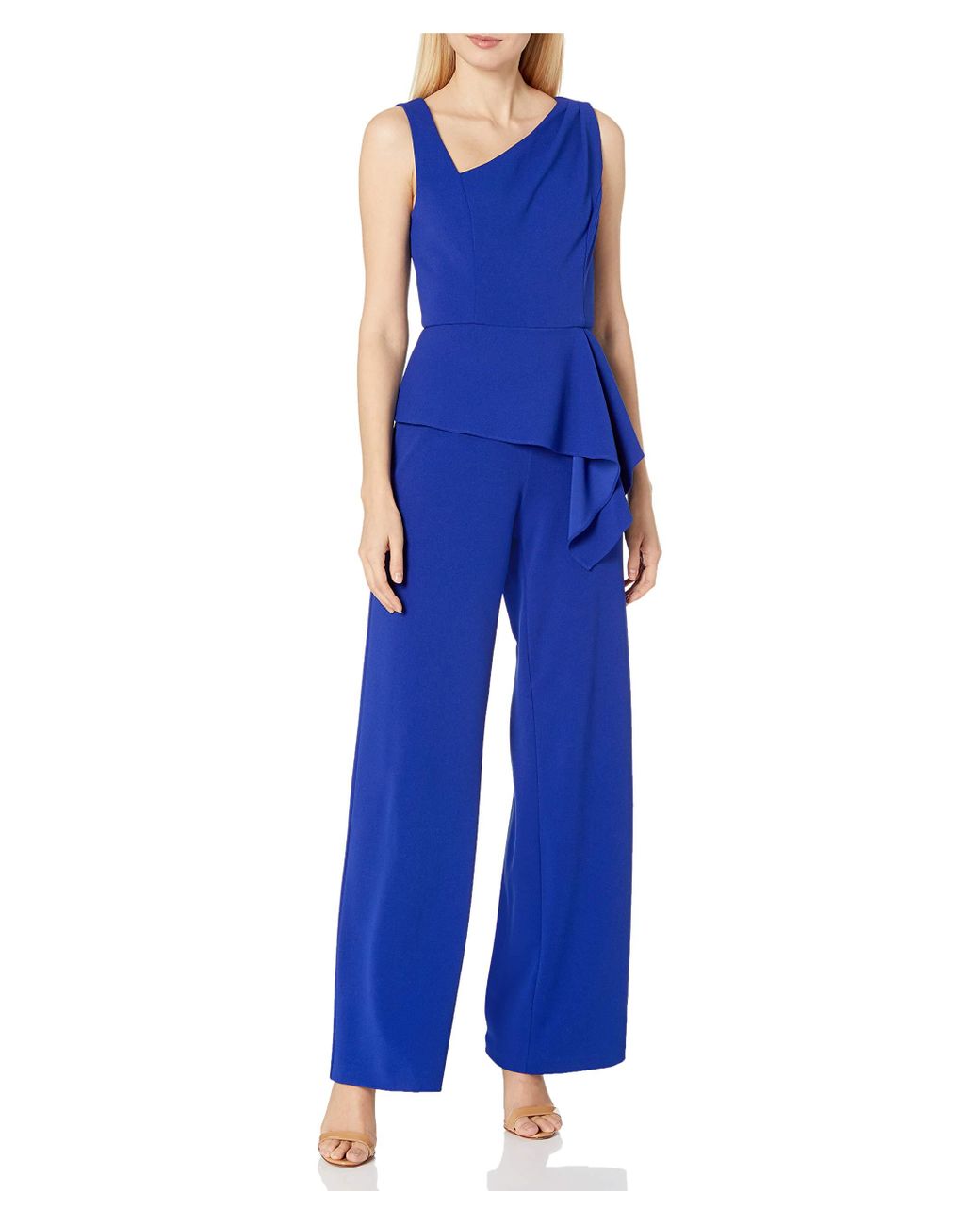 Adrianna Papell Synthetic Asymmetrical Jumpsuit With Charmuese Bodice ...