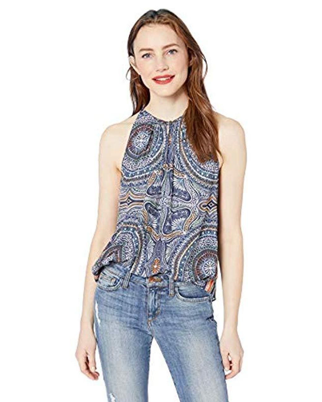 Ramy Brook Printed Sleeveless Piper in Blue - Lyst