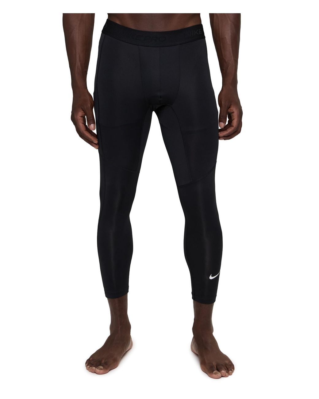 Nike Pro Dri-fit 3/4-length Fitness Tights Black/white Large Extra