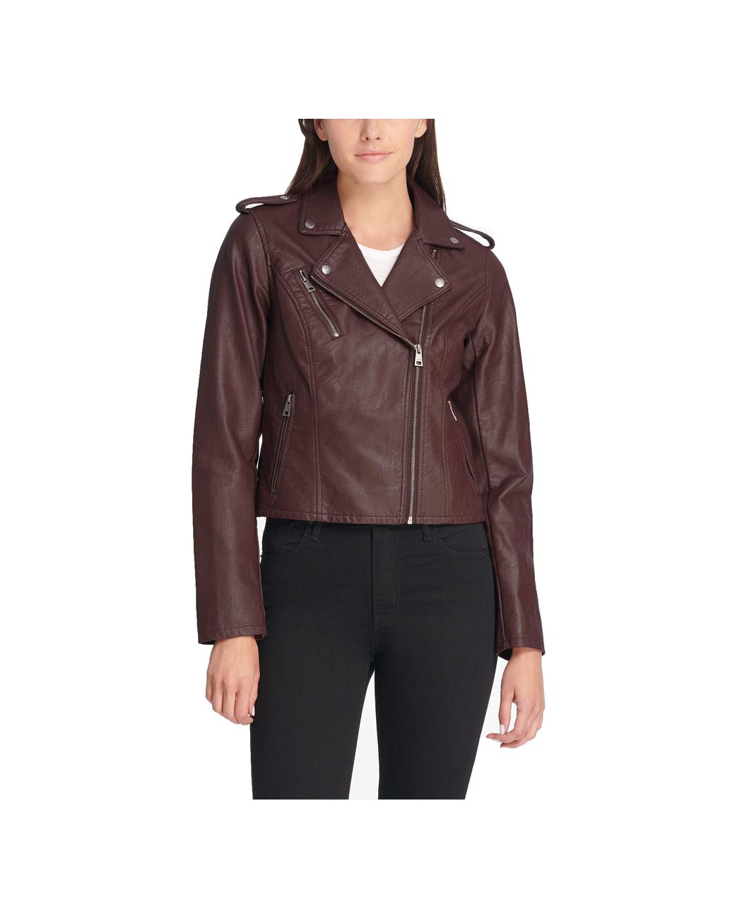 Levi's Faux Leather Classic Asymmetrical Motorcycle Jacket in Brown - Save  47% - Lyst