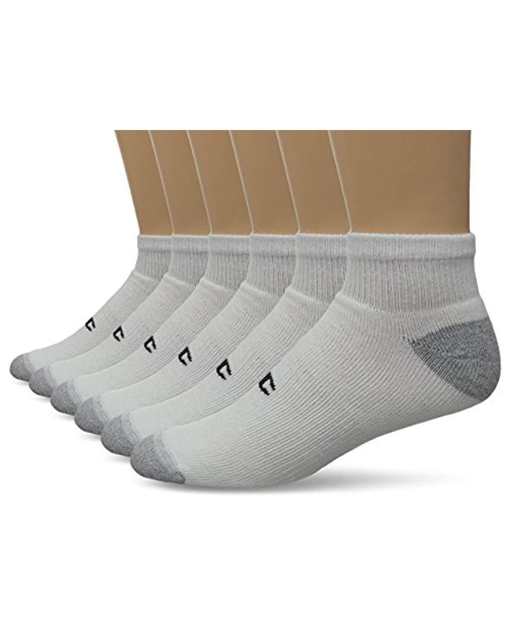 Champion Cotton Double Dry Performance Quarter Socks, 6pack in White