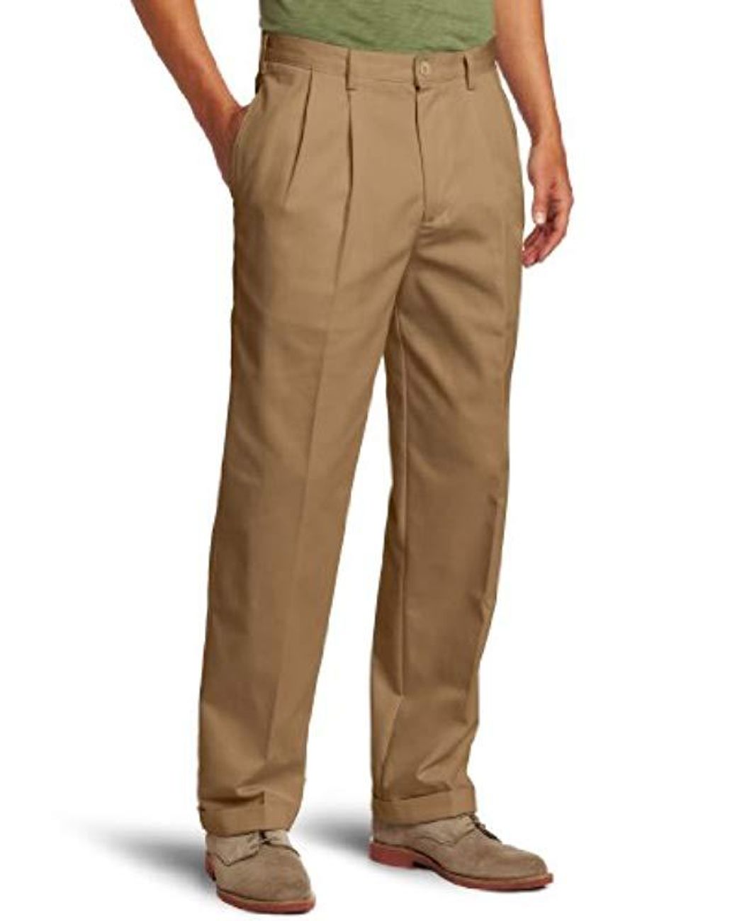 Izod American Chino Double Pleated Pant in Natural for Men - Save 17% ...