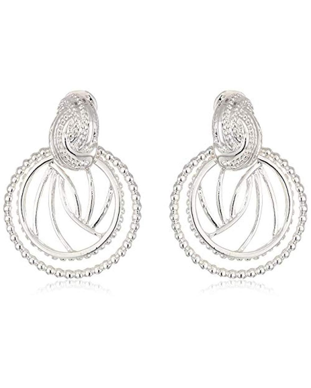 Napier Silver Doorknocker Button Ez Comfort Clip Earrings In