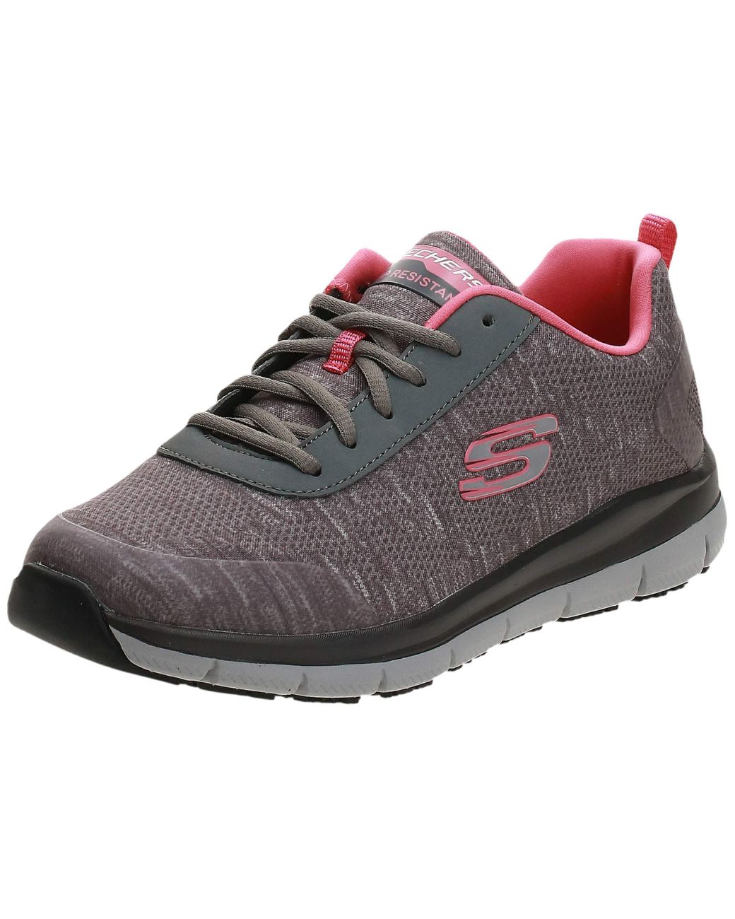 Skechers Comfort Flex Sr Hc Pro Health Care Professional Shoe,gray/pink