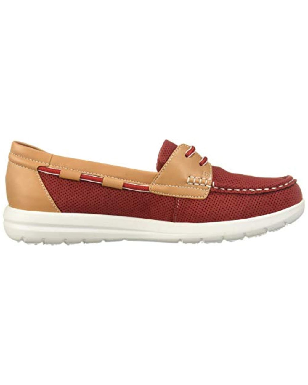Clarks Leather Jocolin Vista Boat Shoes in Red | Lyst