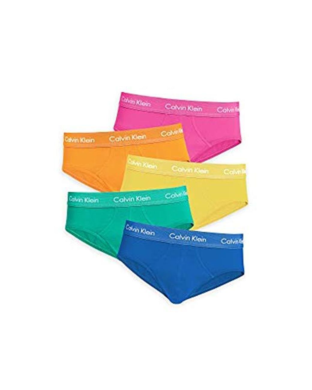 Calvin Klein Men's Underwear Cotton Stretch Hip Brief Pride Pack, Wizard  Gold, Party Pink, Pop Yellow,Blue Cyan, Zen Green, M at  Men's  Clothing store