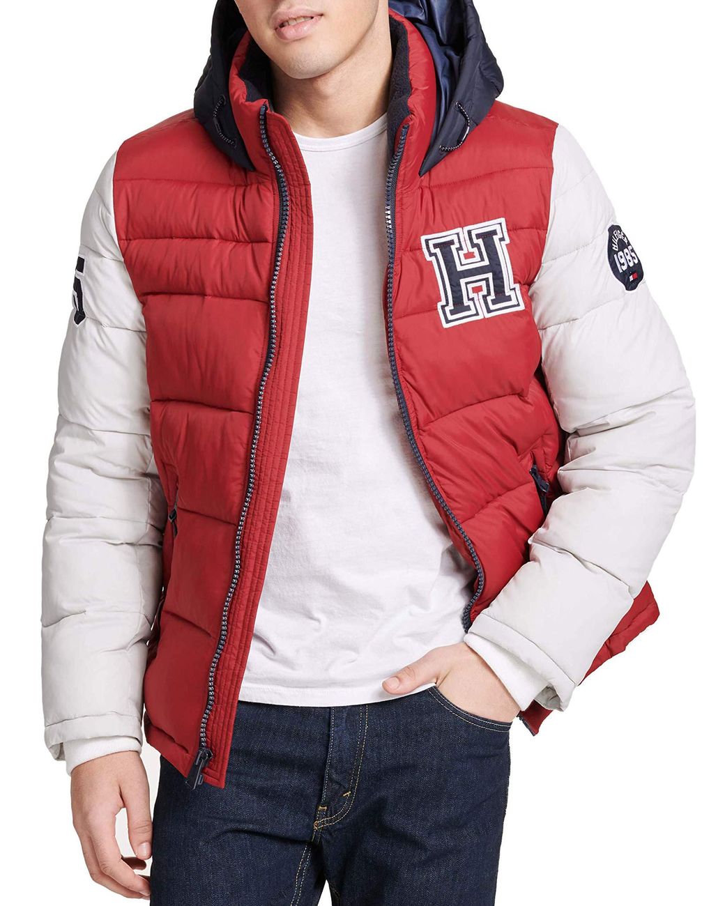 Tommy Hilfiger Synthetic Classic Hooded Puffer Jacket in Deep Red (Red