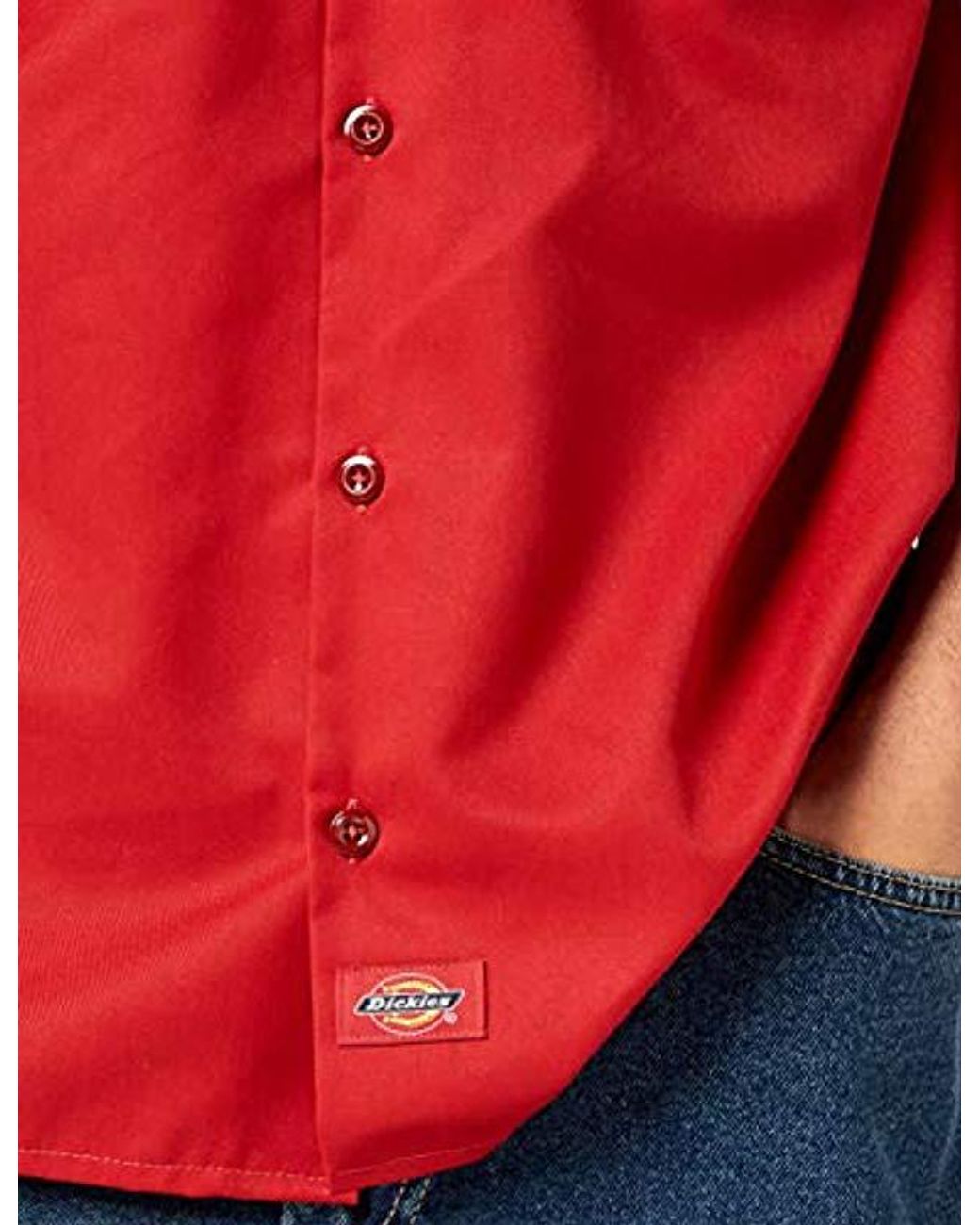 Dickies Short Sleeve Work Shirt in Red 