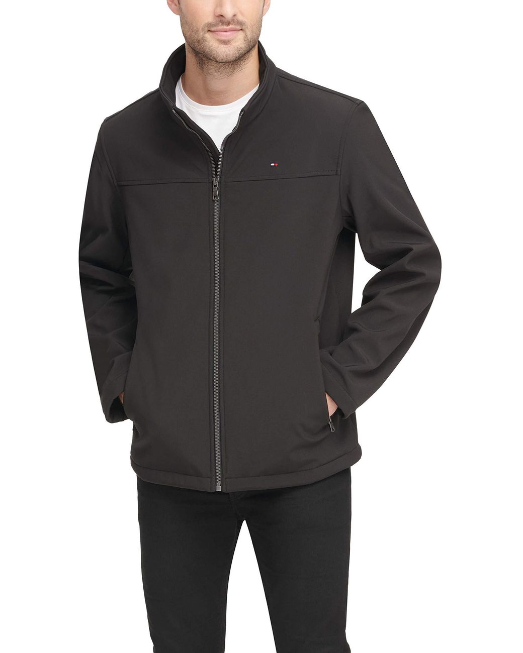 Tommy Hilfiger Water Resistant Softshell Jacket in Deep Black (Black