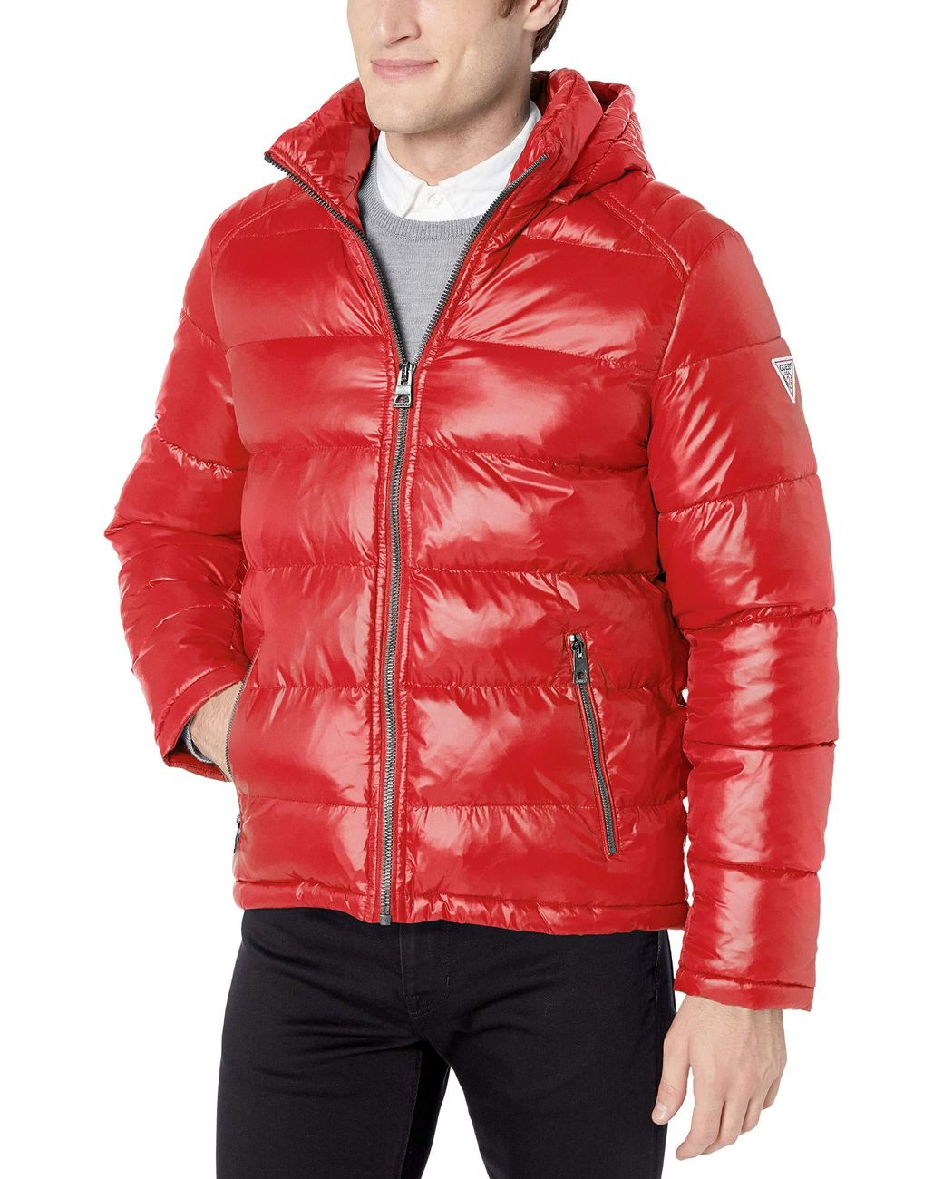 Guess Mid Weight Puffer Jacket in Red for Men - Save 13% - Lyst