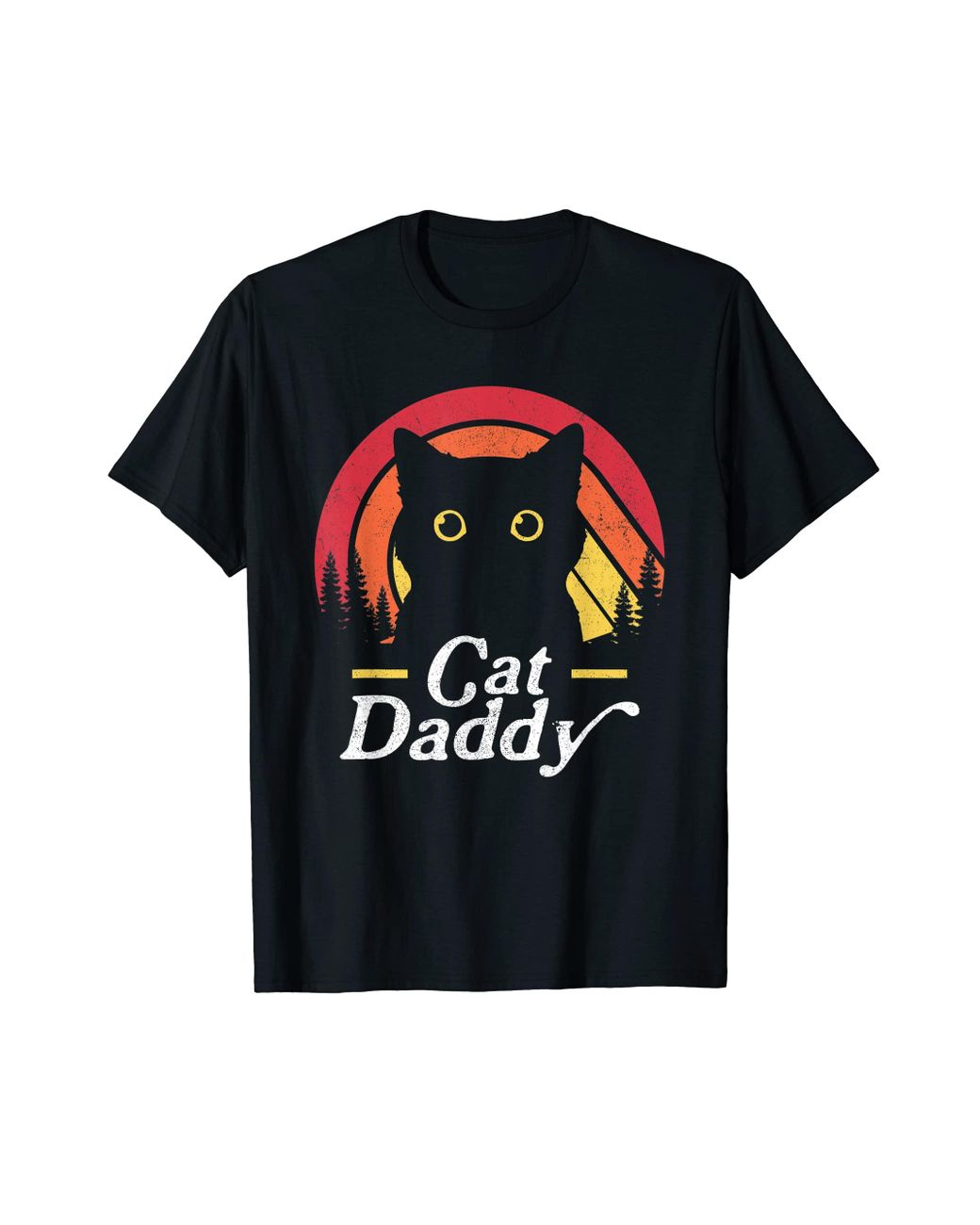 Caterpillar Father's Day 2023 Black Cat Dad Tee For Funny Cat Daddy T