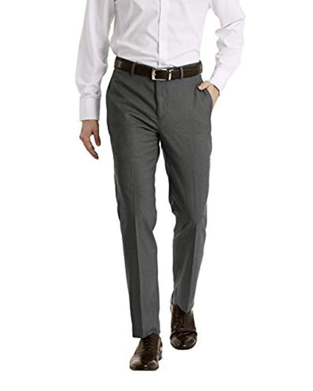 Calvin Klein X Performance Slim Fit Flat Front Dress Pant in Gray for Men - Lyst