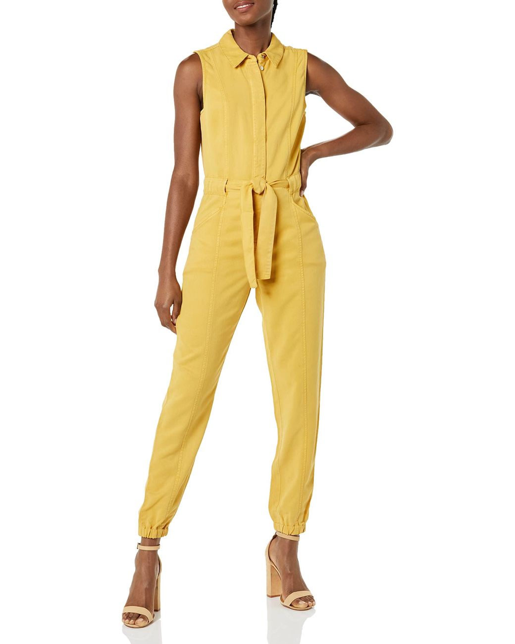 Guess Sleeveless Shiloh Jumpsuit in Yellow Lyst