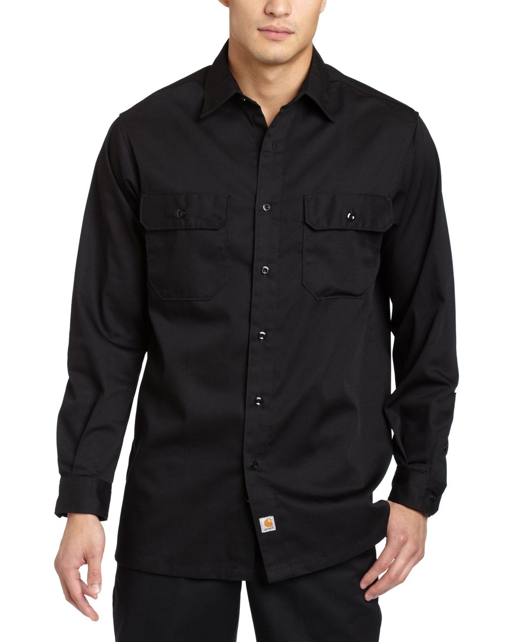 Carhartt Big & Tall Twill Long Sleeve Relaxed Fit Work Shirt Button  Front,black,xxx-large for Men