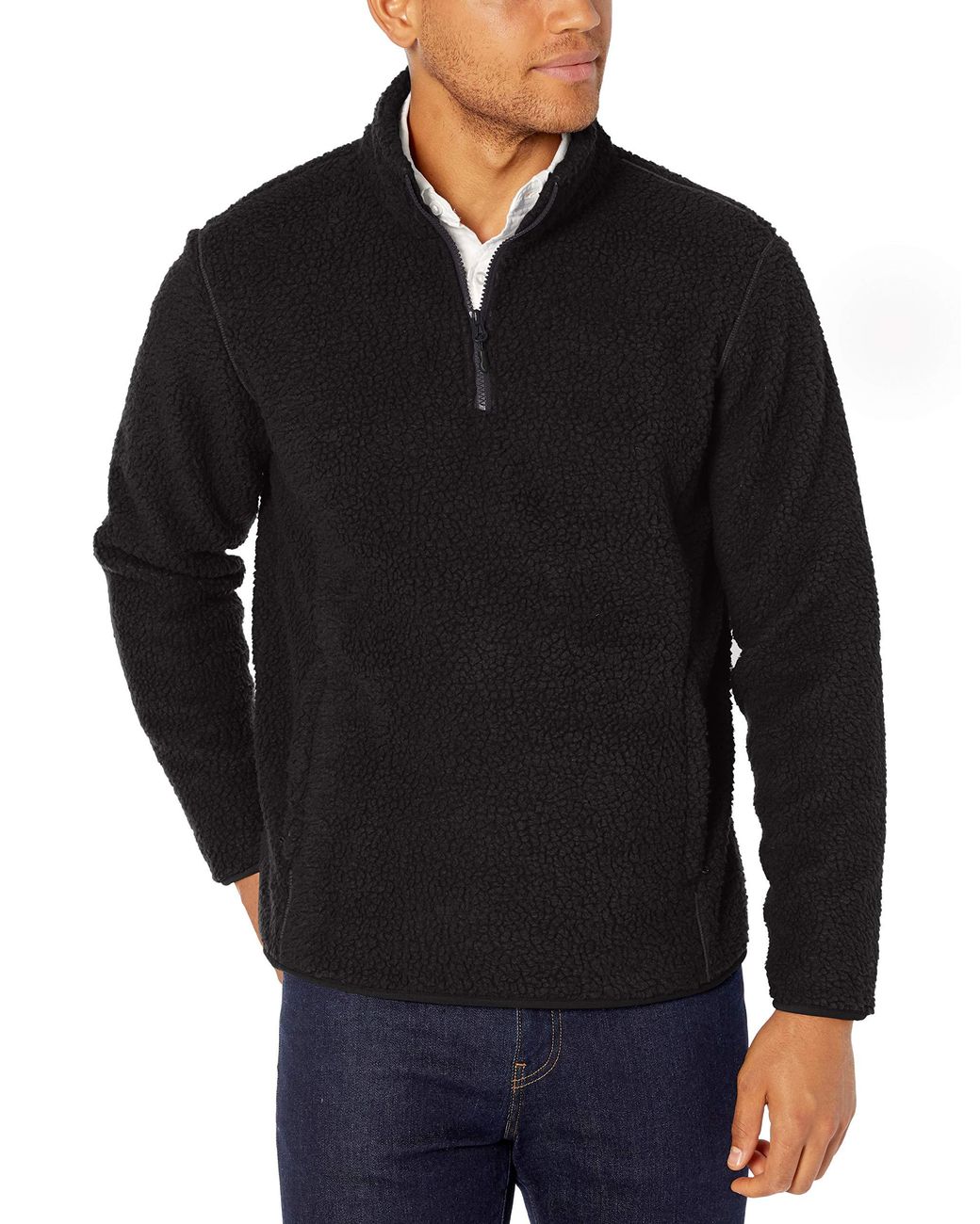 Amazon Essentials Sherpa Fleece Quarter-zip Pullover in Black for Men ...