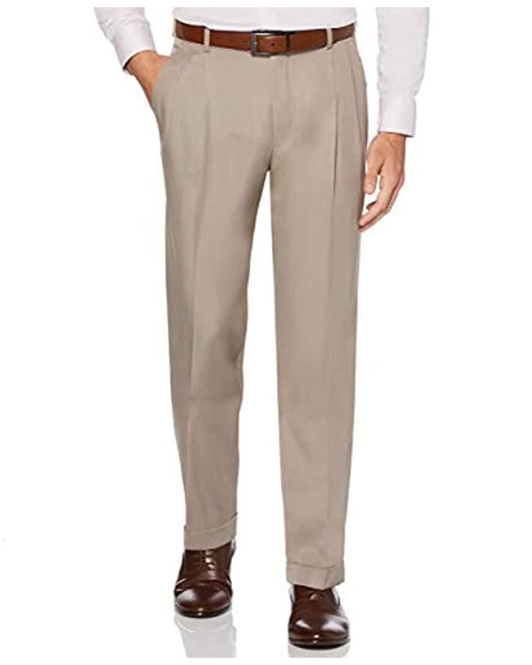 Perry Ellis Classic Fit Elastic Waist Double Pleated Cuffed Pant for