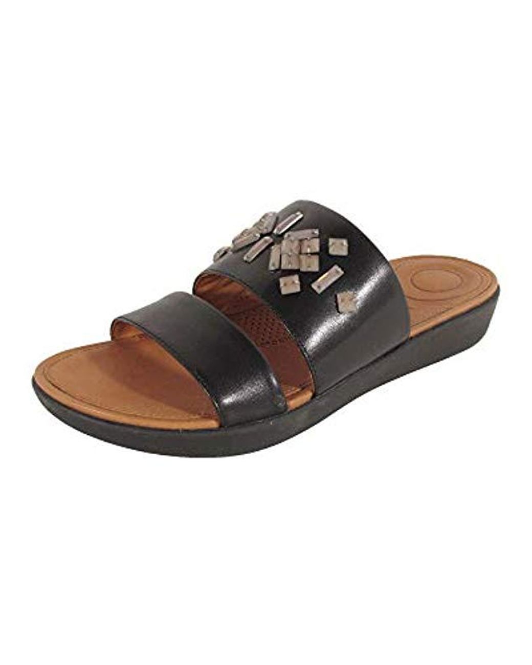 Fitflop Delta Leather Slide Sandals-crystal in Black - Save 40% - Lyst
