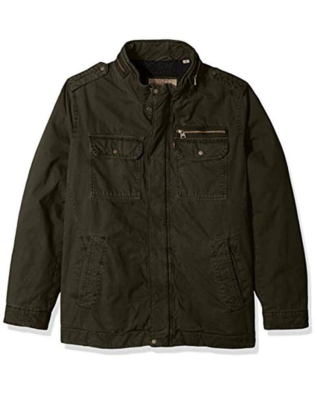 Levi's Big And Tall Washed Cotton Two Pocket Sherpa Military Jacket in