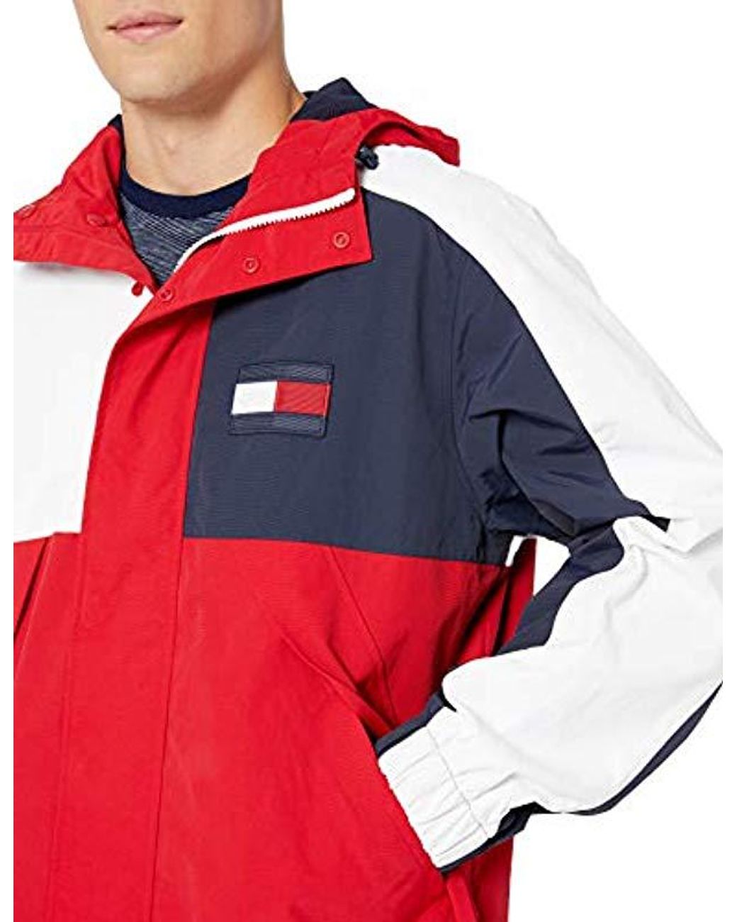 red and white tommy hilfiger jacket