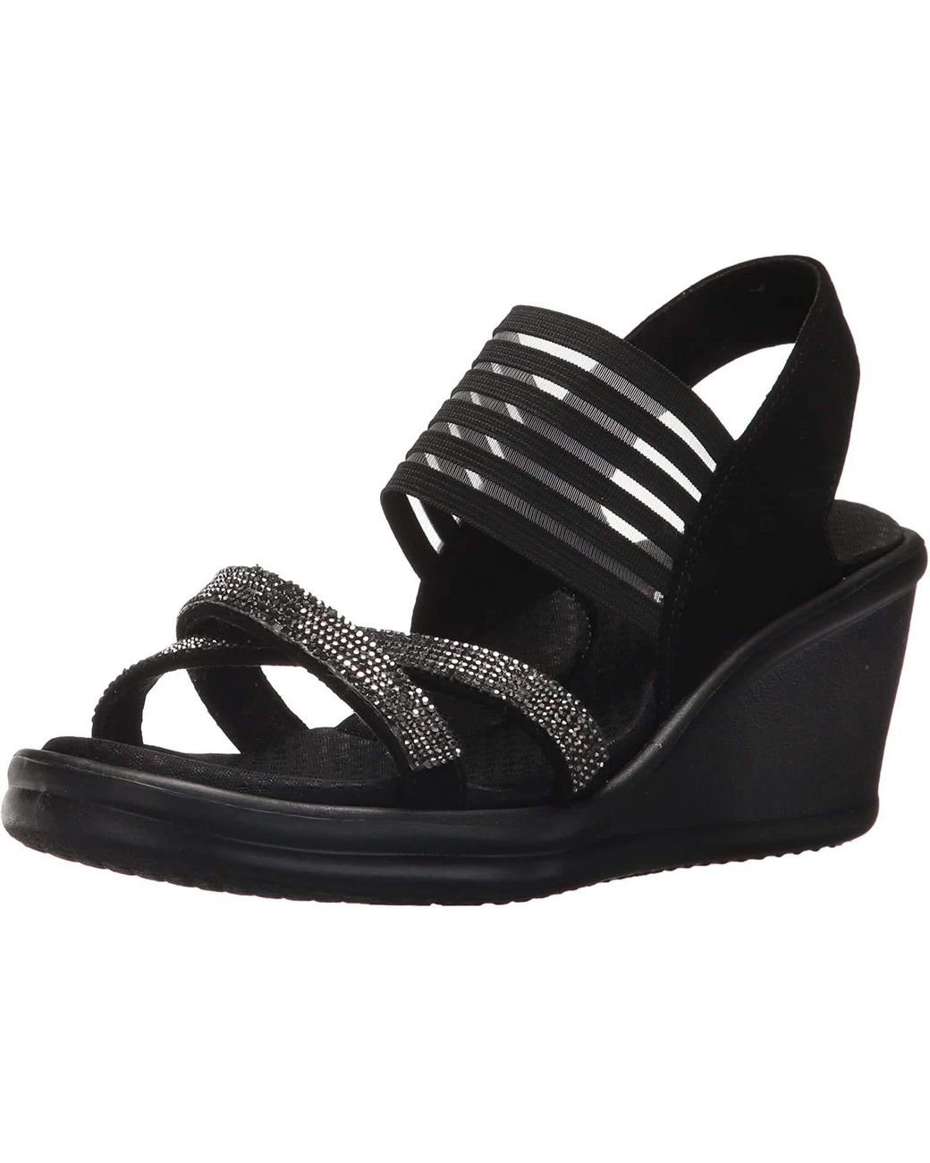 Skechers Cali Rumblers-modern Maze Wedge Sandal in Black | Lyst