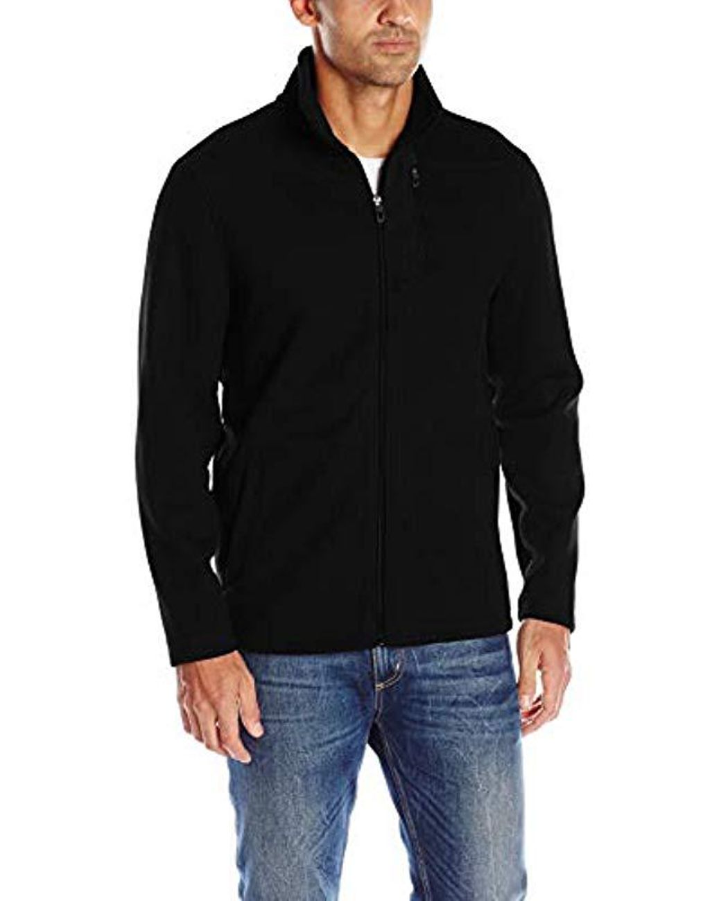 Izod Advantage Performance Full Zip Fleece Jacket in Black for Men | Lyst