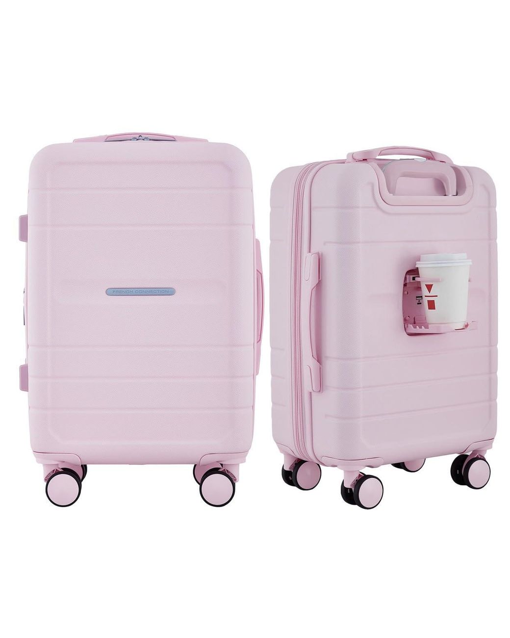 Pink and white luggage sale